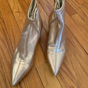 Sold - Metallic pink kitten heel ankle boots